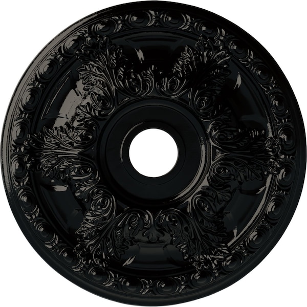 Ekena Millwork Granada Ceiling Medallion (Fits Canopies up to 7 1/8"), 23 3/8"OD x 3 5/8"ID x 2 1/2"P, Black Pearl CM23GABPS - main